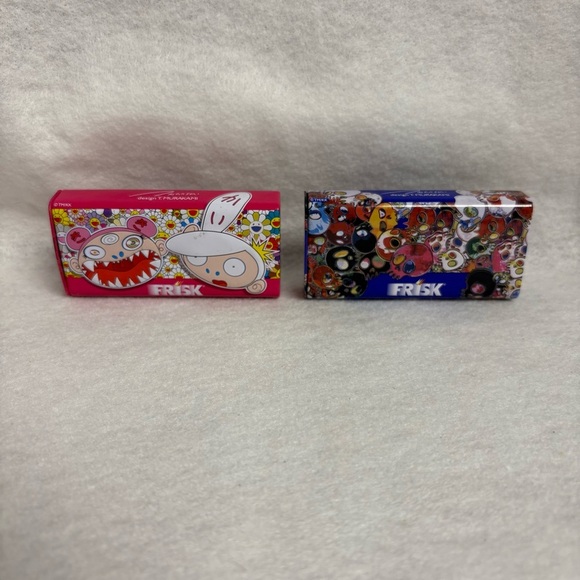 Set of 2 TAKASHI MURAKAMI x FRISK Empty Mint Tin Cans Containers 2016 Super Flat - Picture 1 of 16
